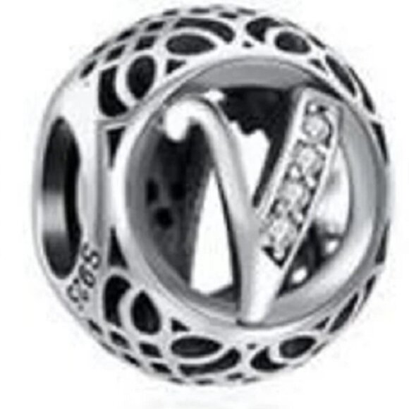 Pandora Initial Alphabet Character Letter V Charm - Picture 1 of 2
